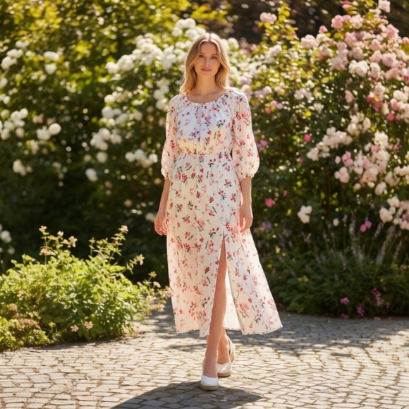 S.DEER Dresses & Skirts - S.DEER Women’s Floral Smoked Dress Puff Sleeve Spring Summer Casual NWT